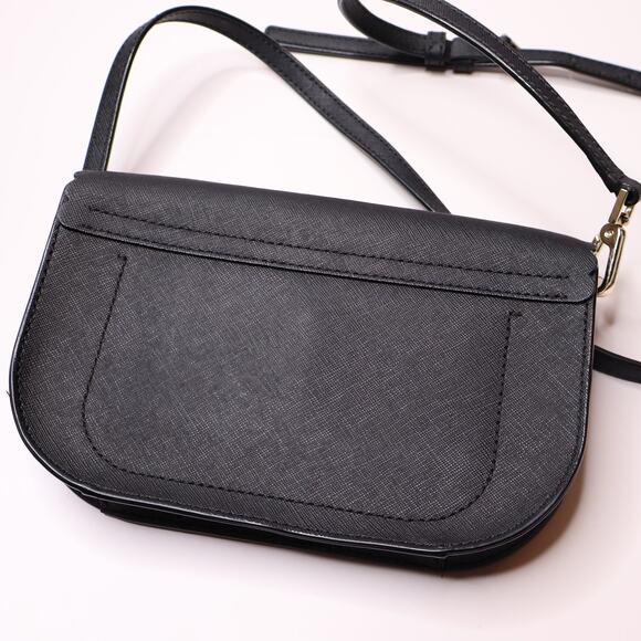 KATE SPADE Cape Drive Jettie Scalloped Black Leather Crossbody Bag Adjustable - Picture 5 of 11